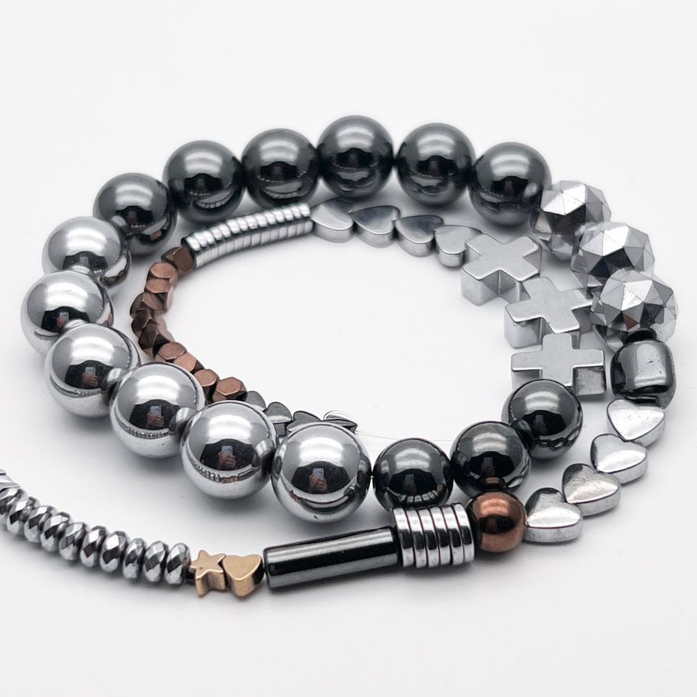 "Гематит" микс бусины (имитация), размер около 4-10 мм, цена за нить 38 см