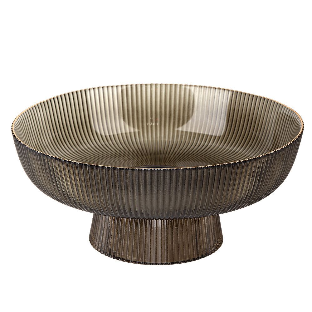 Блюдо на ножке "Frost stripe" (серое) d=25,7 см h=11,5см (стекло) (транспортная упаковка)