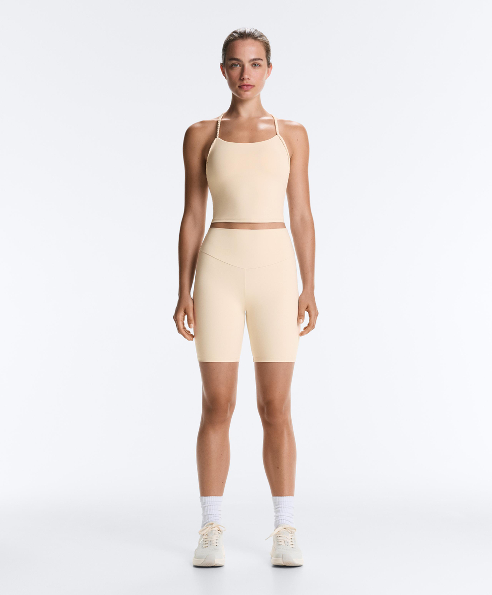 Oysho Топ-майка Comfortlux с плетеными бретелями, песочный