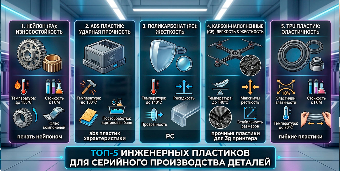 Топ-5 инженерных пластиков для серийного производства деталей