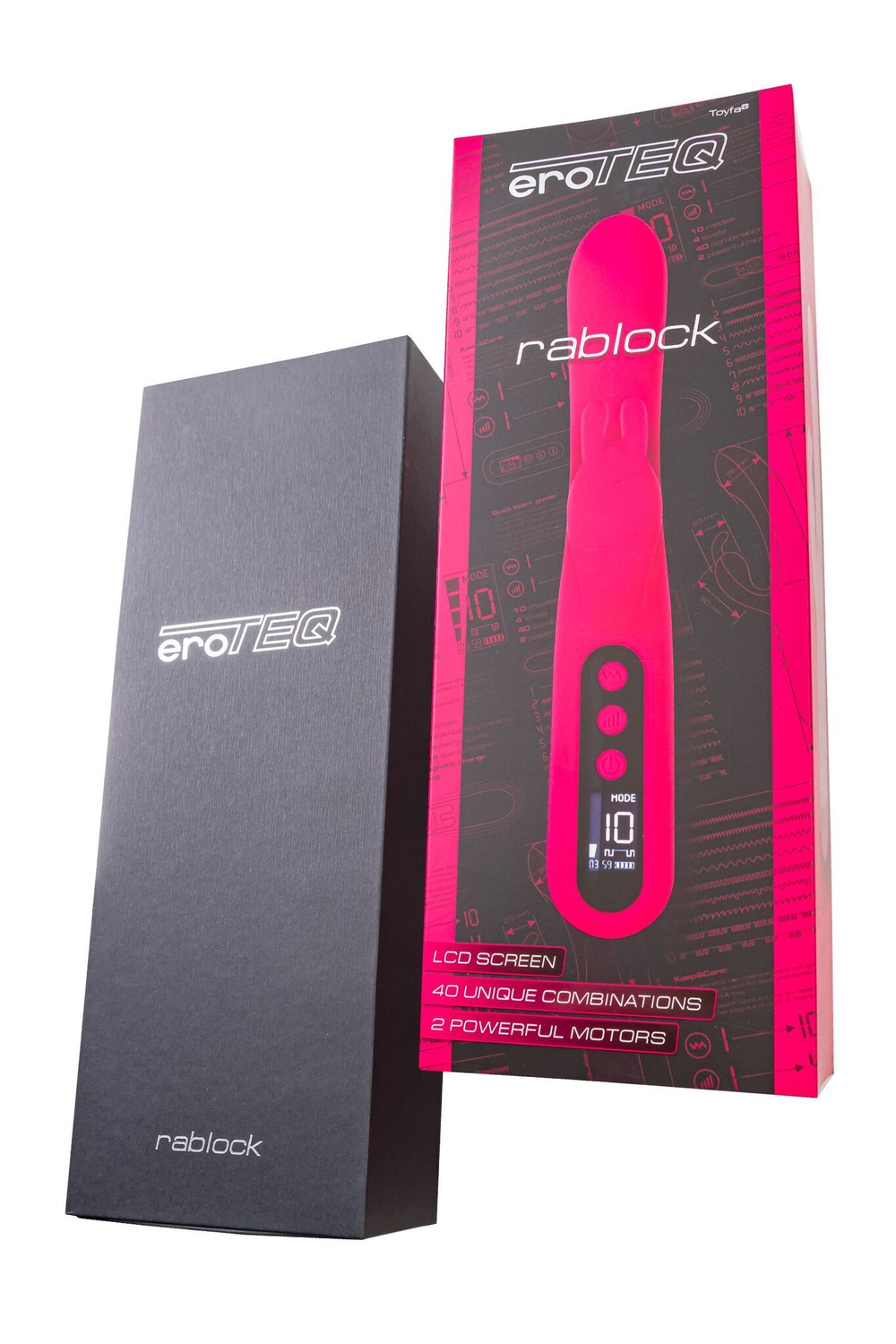 Ярко-розовый вибратор с клиторальной стимуляцией Rablock - 23,5 см. (Цвет: ярко-розовый)