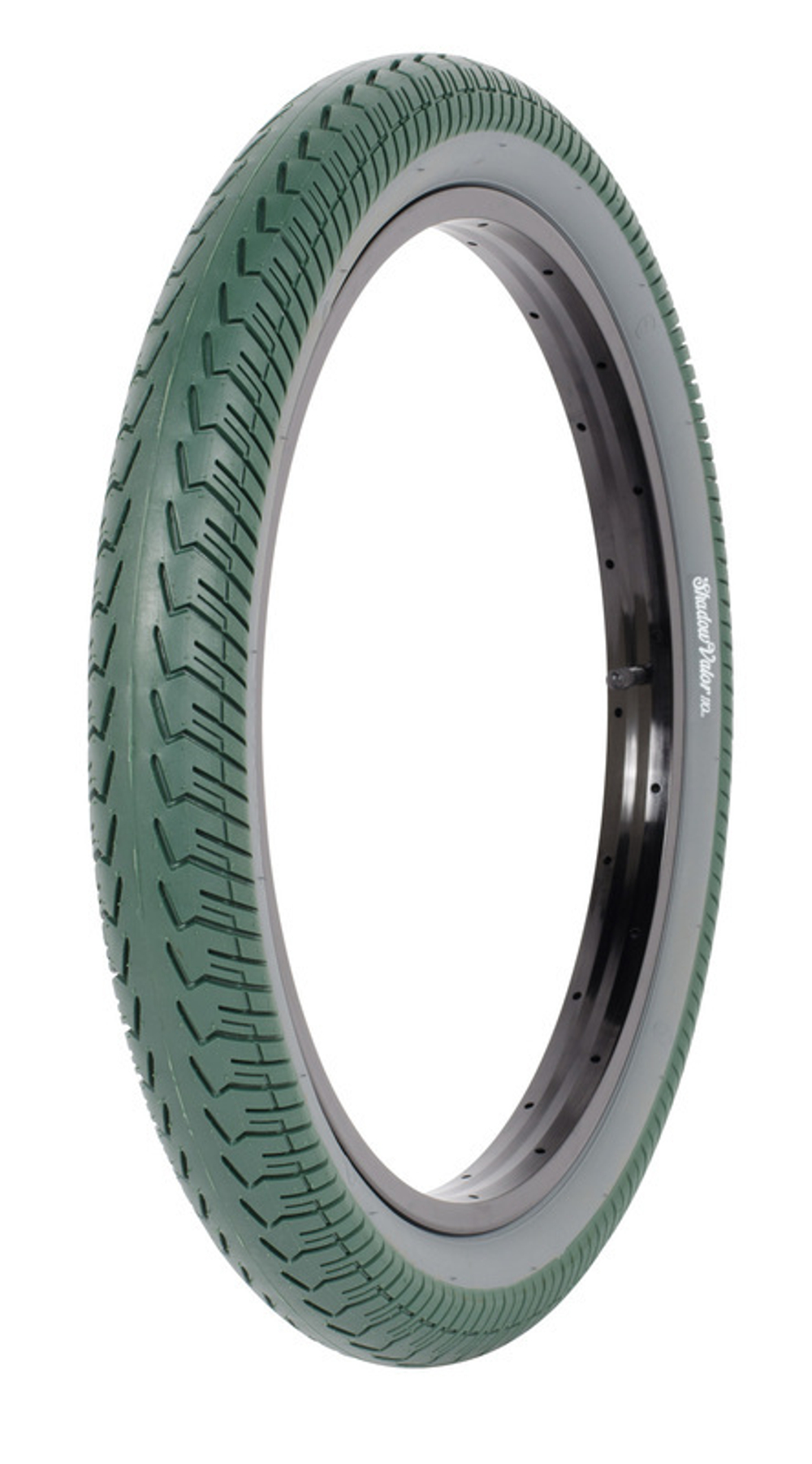 BMX покрышка Shadow Valor Tire 2.4 Dark Green Tread w/ Gray Sidewall