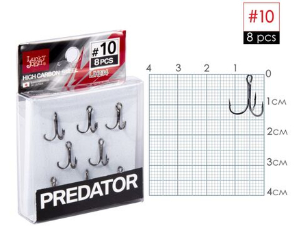 Крючки-тройники Lucky John PREDATOR сер. LJH234 разм.010 8 шт.