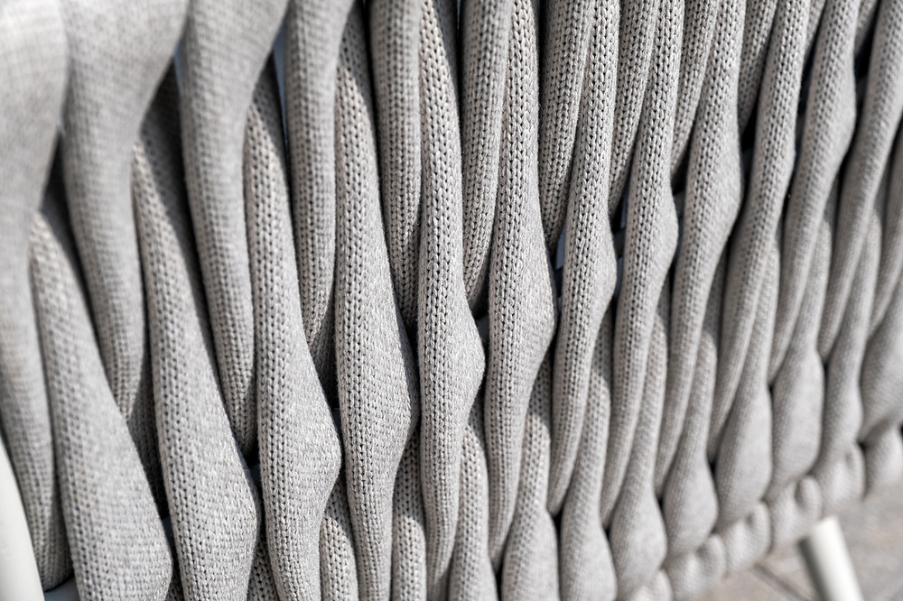 "Монако" лаунж-зона 4-местная из роупа со столом "Верона" (серый гранит), каркас светло-серый, роуп светло-серый