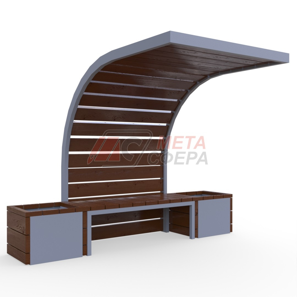 Навес Дуга с лавкой и цветочницами
