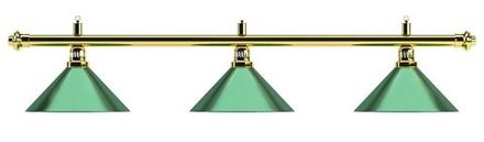 Лампа на три плафона "Evergreen" (золотистая штанга, зеленый плафон D35см)