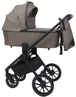 Детская коляска Peppy Monaco 3 в 1 с автокреслом First Sandstone (песочный), рама черная