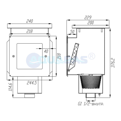 СК.15.1 Скиммер 1,5" (внутр.) плитка