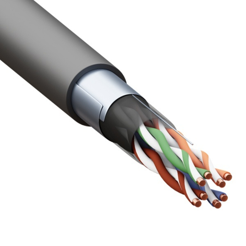 Кабель витая пара экранированный F/UTP 4PR cat 5e внешняя оболочка LDPE черная [305м] TERACOM (провод для интернета) TRC-5EFTP-04PE-BK-OUT3