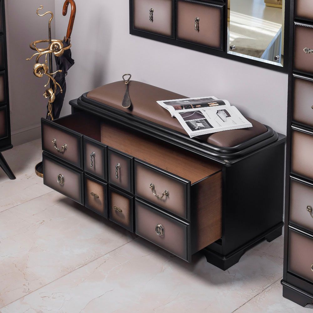 Банкетка Пандора 2 с ящиком Орех Оберджин Шоколад