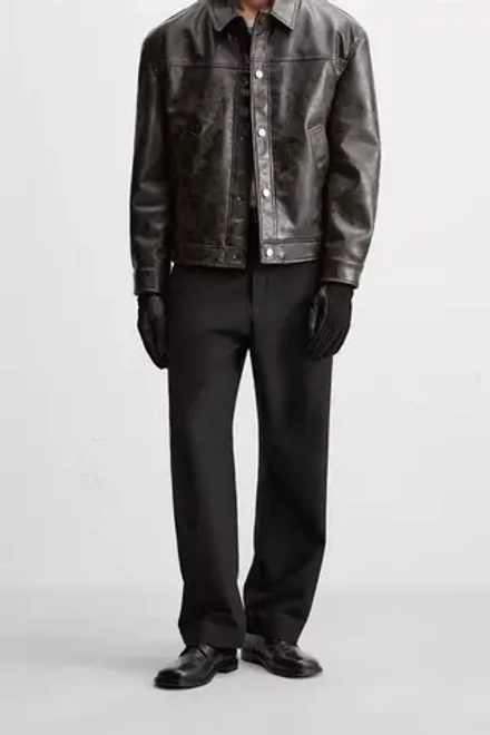 ZARA БРЮКИ STRAIGHT FIT КОМФОРТНОЙ ПОСАДКИ, ЧЕРНЫЙ