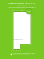 Натяжные потолки 22.3 м2, 7.6 м2, 9.9 м2