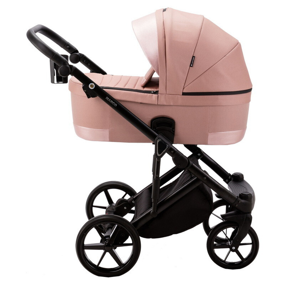 Детская коляска Adamex Marco 2 в 1 GA04 (Т. РОЗОВ РОГОЖКА+ РОЗОВ ПЕРЛ КОЖ. ОТДЕЛКА)