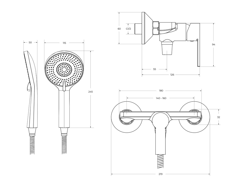 Смеситель BelBagno для душа AURORA-ESDM-CRM