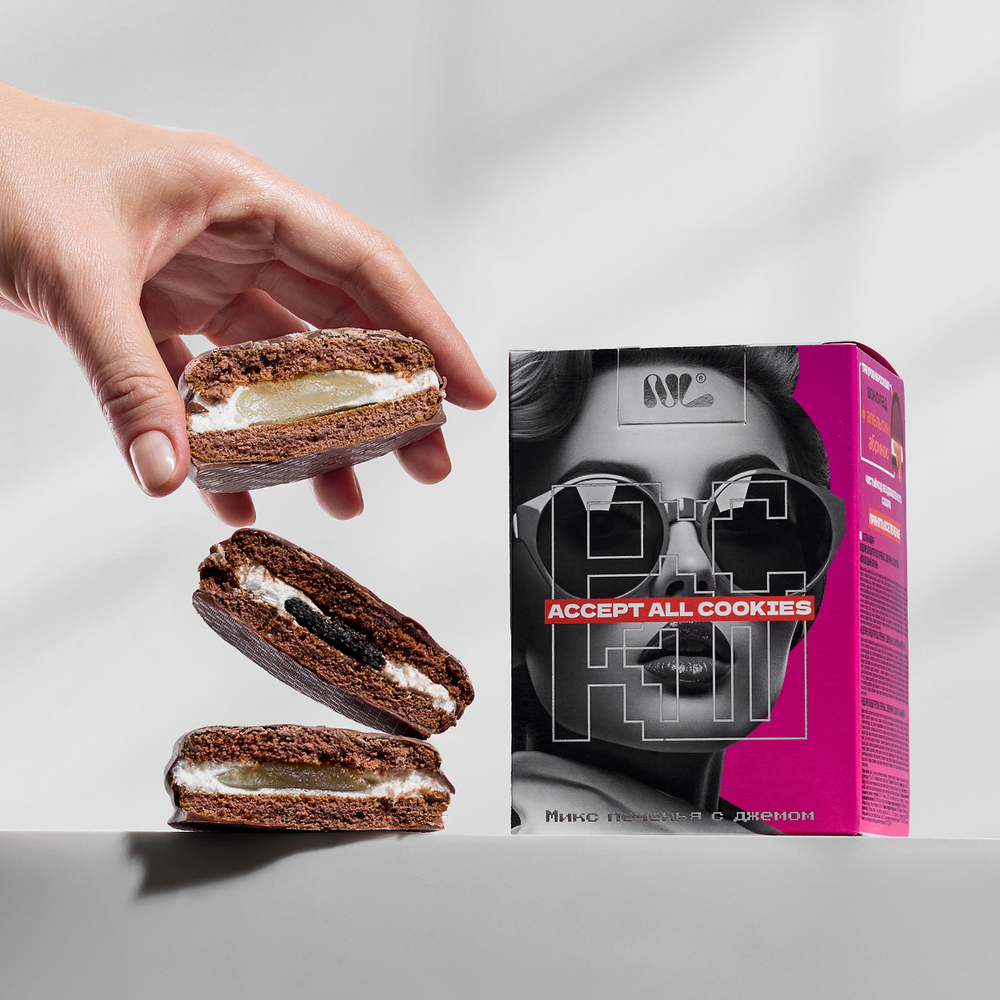 Микс печенья с джемом 3шт Шоколад, Апельсин, Абрикос