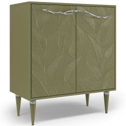 Комод Арт Колор leaves Классик Сильвер с 2 полками Зеленая олива