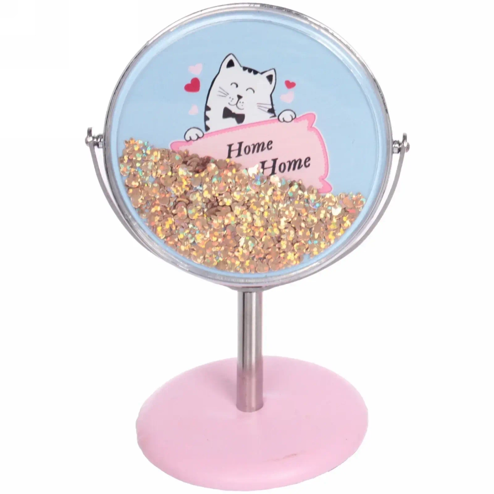 Зеркало настольное на ножке «Stylish image - Котик Пушок», круг, 8*14 см (картон. коробка)