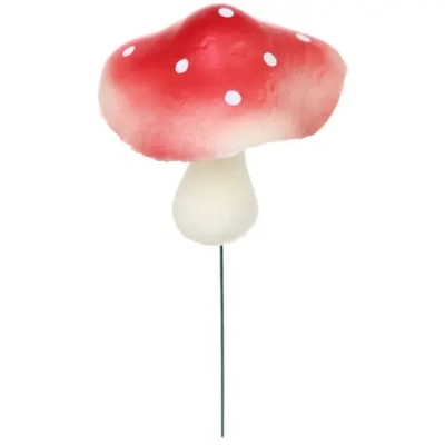 Фигура на спице «Грибочек - Мухомор затейник» 5,5*6 см (общ.высота 10 см), красный