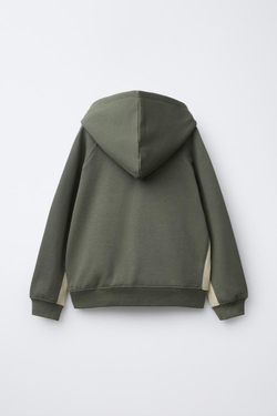 ZARA КОМПЛЕКТ ИЗ ТОЛСТОВКИ С КАПЮШОНОМ И БРЮК-ДЖОГГЕРОВ С ПОЛОСАМИ, ХАКИ