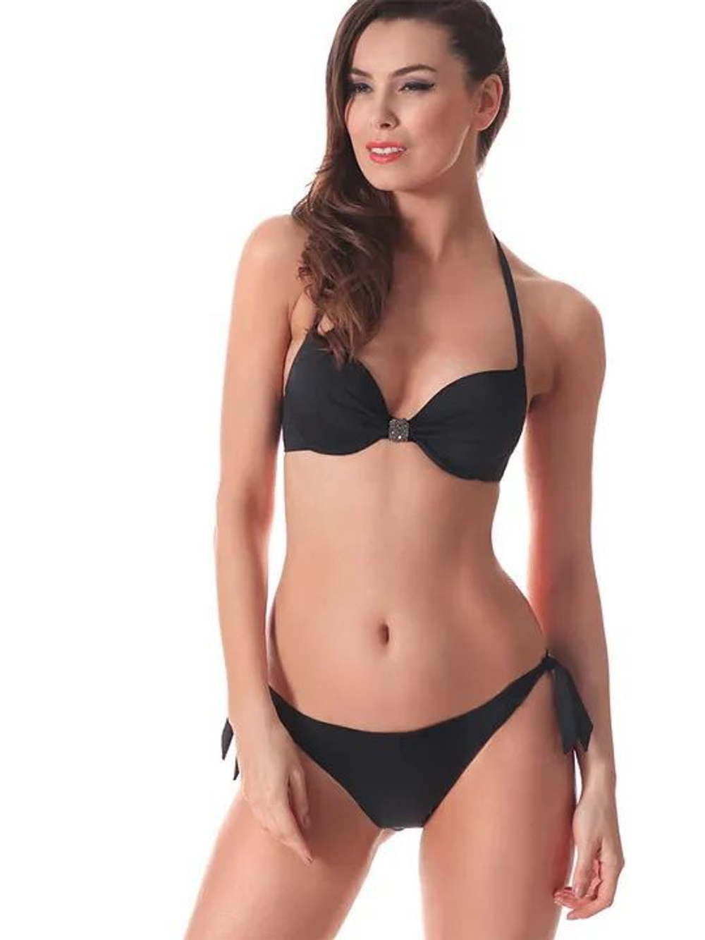 Раздельный однотонный пуш-ап купальник (Размер: B/S) (Цвет: синий)