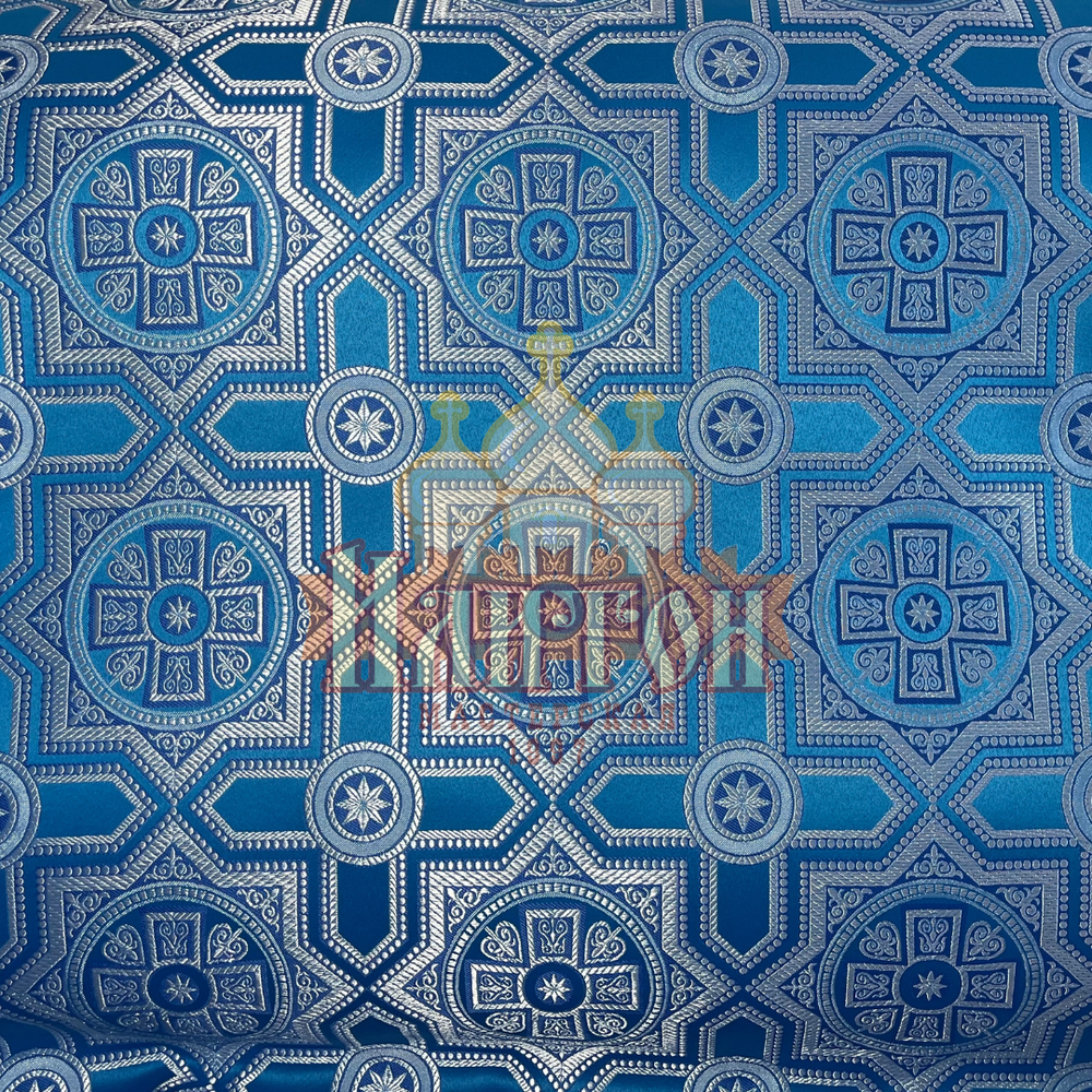 Шёлк "Невский" голубой с серебром