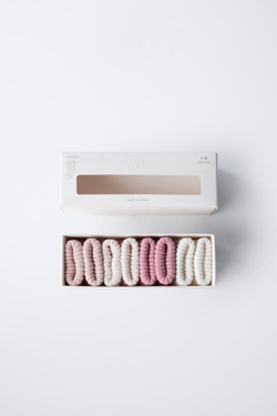 ZARA НАБОР ИЗ ЧЕТЫРЕХ ПАР ЦВЕТНЫХ НОСКОВ, СВЕТЛО-РОЗОВЫЙ