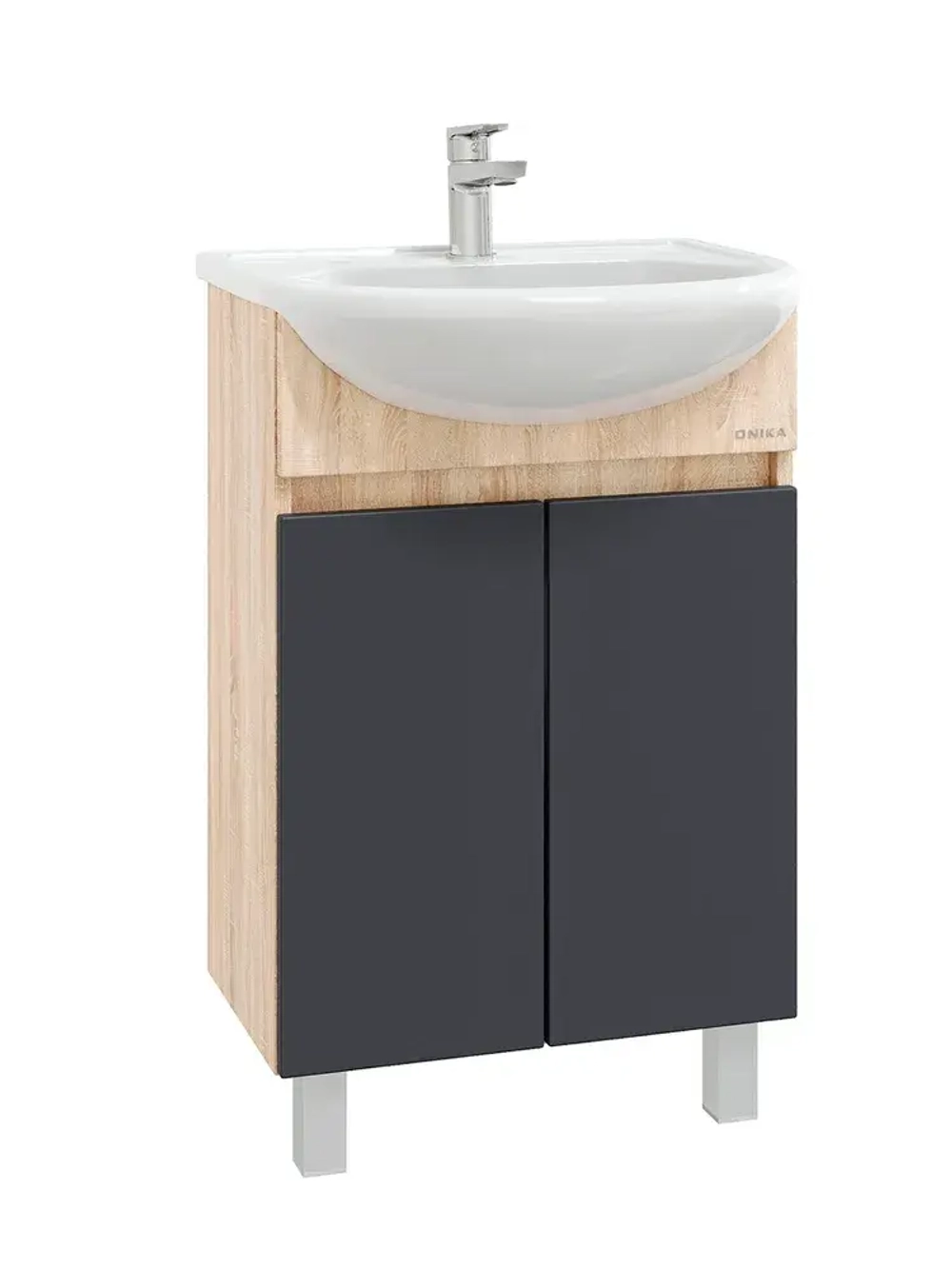 Тумба Onika Милтон 55 напольная, серая/дуб сонома ( ум. Уют 55) 105560