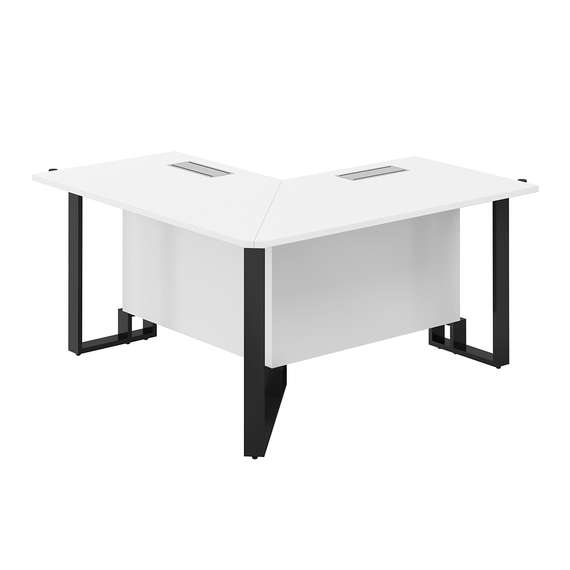SP.0105.WH.WH.AN / Модуль угловой 1400х1400х750 / столешница:белый, подстолье:белый, металлокаркас:антрацит, лючок:серый