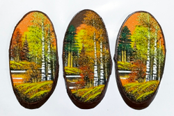 Панно на срезе дерева " времена года " 36см