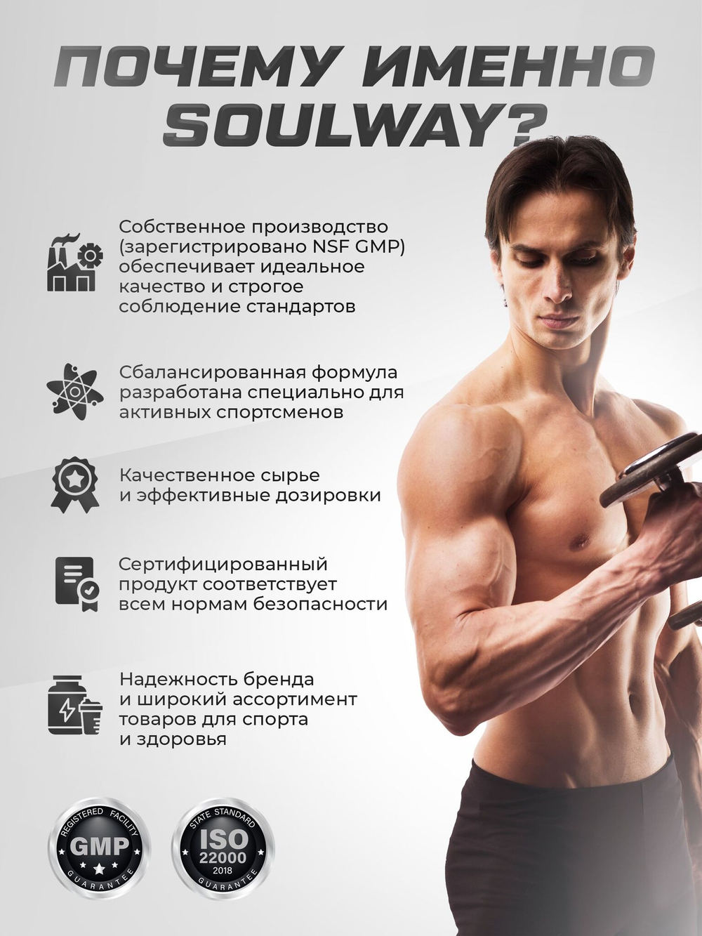 Полный набор для наращивания мышечной массы Гейнер + Протеин + Креатин + BCAA + ZMA