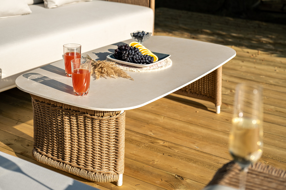 "Мальдивы" трансформирующаяся лаунж-зона из искусственного ротанга, цвет соломенный