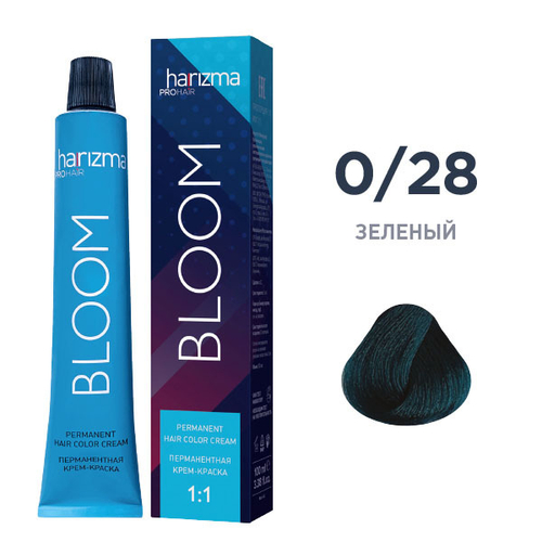 Перманентный краситель для волос Harizma Bloom 0/28, зеленый, 100 мл (h30028)