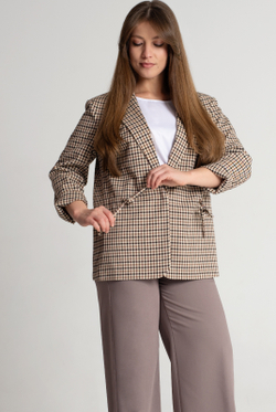 Жакет женский 3881зпа, бежевая клетка #412БКл043881зпа