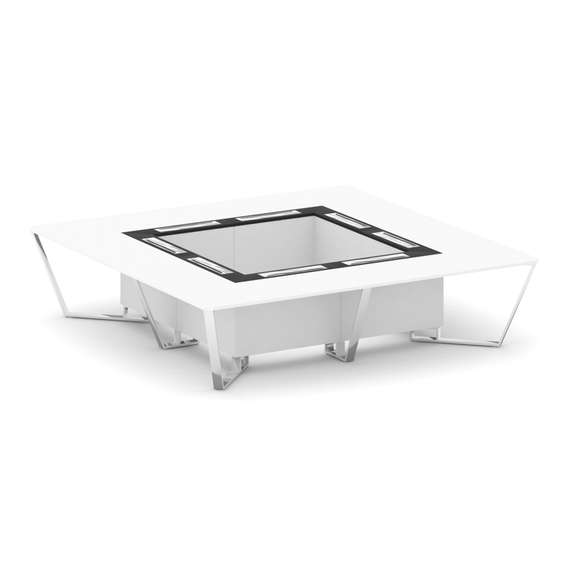 Steel Meet Стол переговорный квадратный MMK-PR.B.SP-16K Белый Бриллиант/Графит Глянец/Нержавеющая Ст