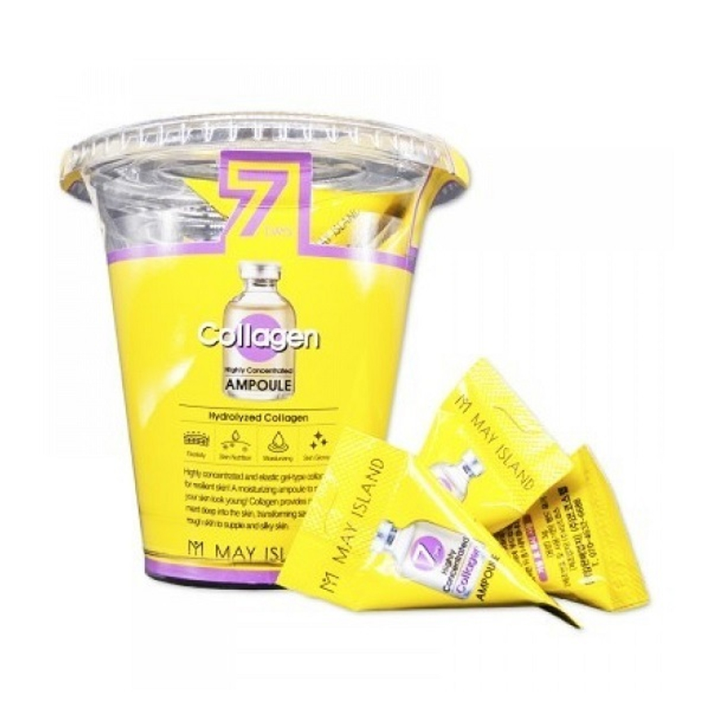Высококонцентрированная ампульная сыворотка с коллагеном May Island 7-Days Highly Collagen Concentrated Ampoule 12x3г