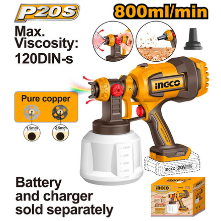 Краскопульт аккумуляторный INGCO CSGLI2004 20 В 120DIN