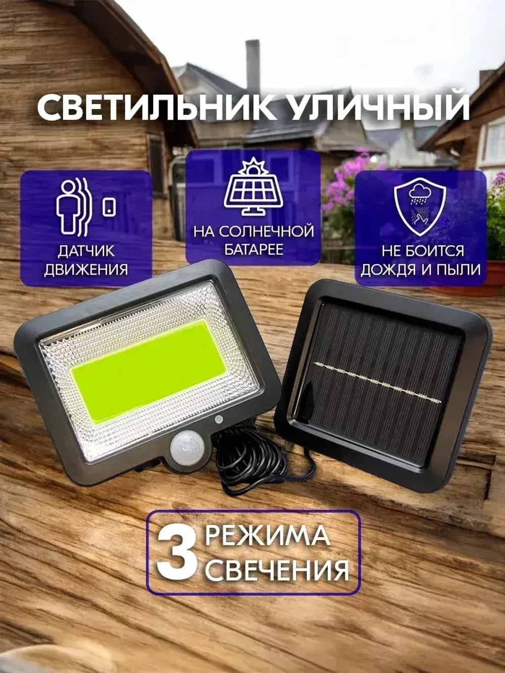 Светильник уличный на солнечной батарее с датчиком движения - Фасадный/настенный светильник, уличное освещение