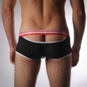 Мужские трусы хипсы с вырезом сзади черные Seeinner Black Boxer