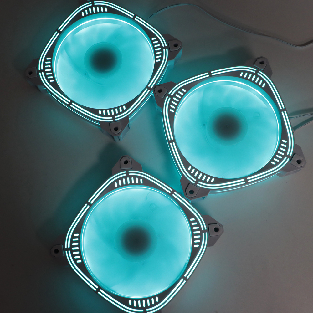 Набор из 3 вентиляторов TESLA RGB120 CW3, 120мм, 1200rpm, 3-pin+Molex, белый/Ice Blue, 38CFM, 21дБ (TSL-120-CW3)