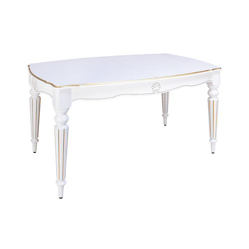 Стол обеденный белый Лекс 10 (бук/тон 1 с золотой патиной)