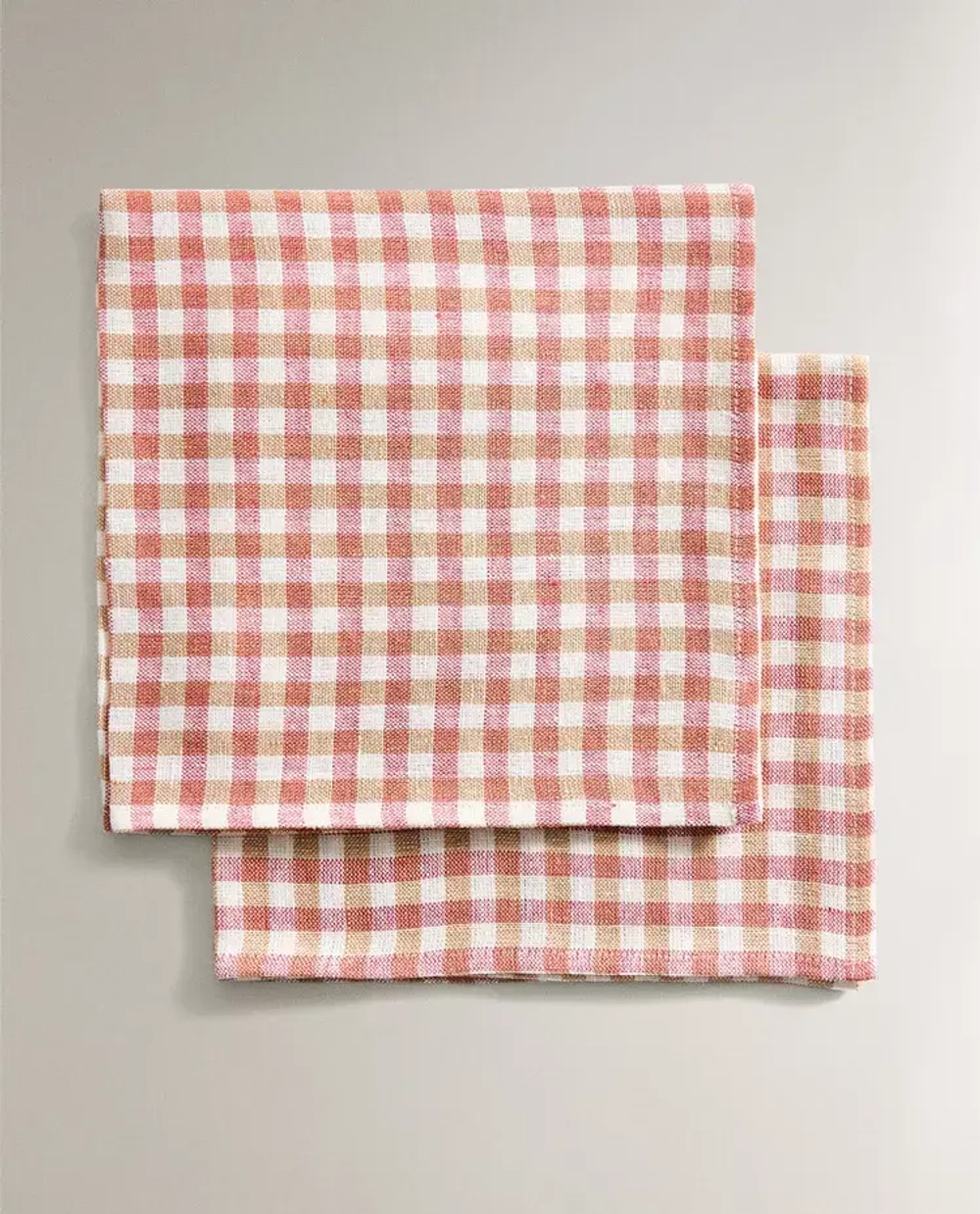 ZARA HOME ХЛОПКОВАЯ САЛФЕТКА В КЛЕТКУ (НАБОР ИЗ 2 ШТ.), ТЕРРАКОТОВЫЙ