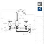 Смеситель для раковины на 3 отверстия RS-CROSS 6242