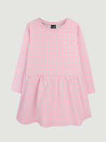 Платье с длинным рукавом Mjölk Клетка розовая