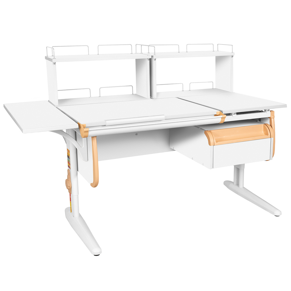 Растущая парта с навесной тумбой, задними и боковой полками Дэми СУТ 25-05-Б1Д2 (1500×880 мм)