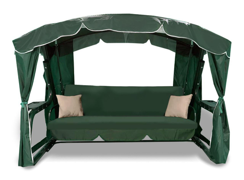 Садовые качели четырехместные «Монако Люкс» с москитной сеткой, сидение:200см., диаметр трубы:63,5мм., нагрузка:450кг. — Green