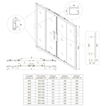 Душевая дверь Veconi Evo 400 CH, 1300x1950, хром, стекло прозрачное