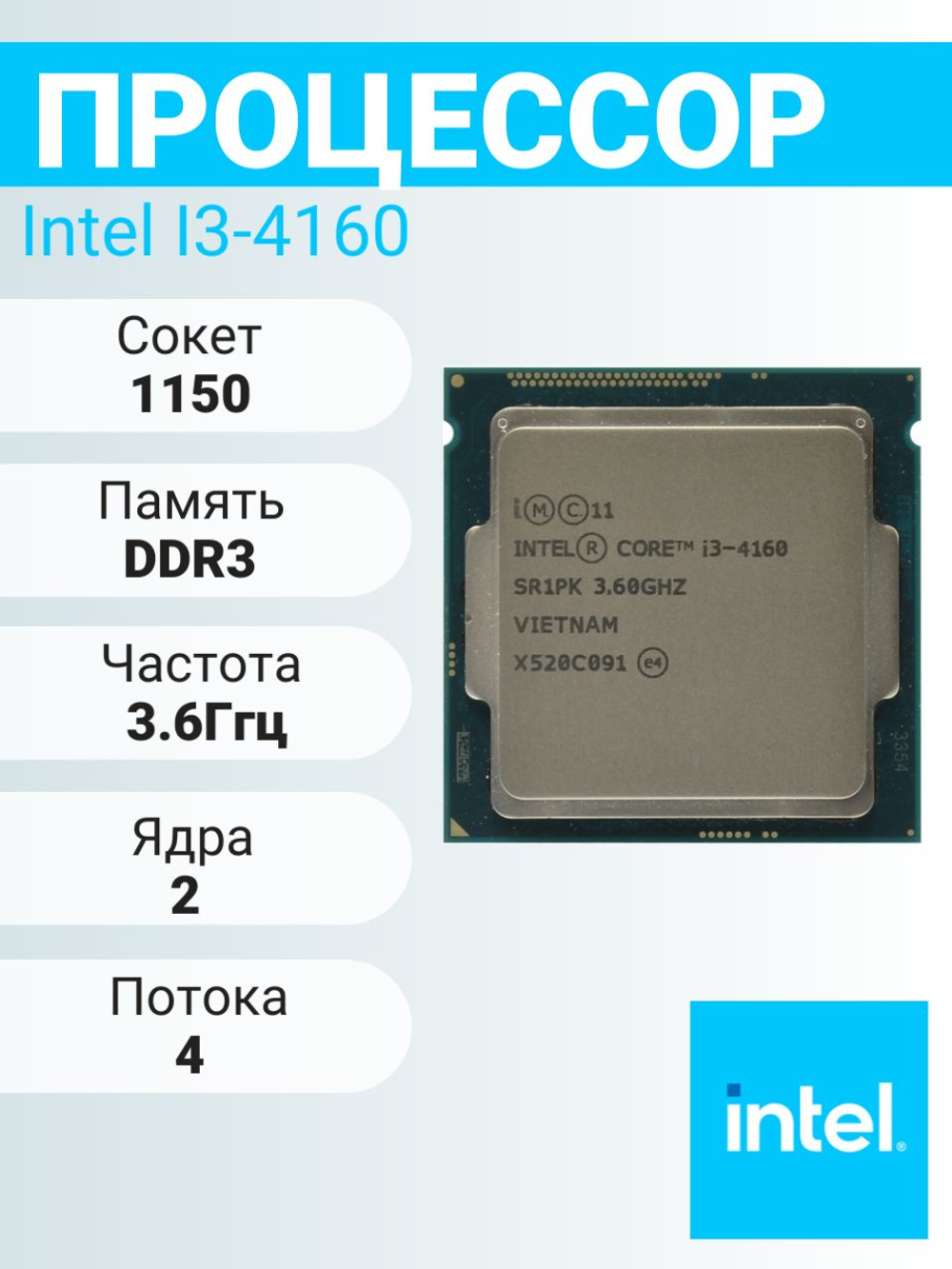 Процессор Intel Core i3 4160