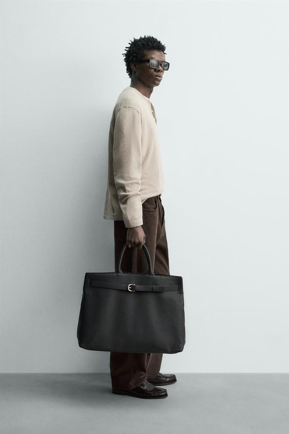 ZARA СВИТЕР С ВОРОТНИКОМ НА ПУГОВИЦАХ, ПЕСОЧНЫЙ МЕЛАНЖ