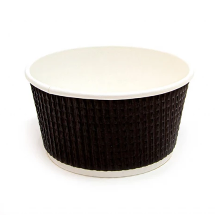 Контейнер бумажный Complement 380 мл d=110мм, h=60мм гофрированный черный, пунктир (25 шт/уп )