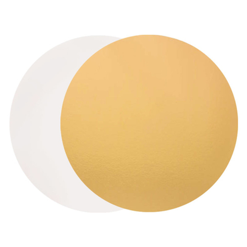 Подложка для торта, диаметр 12 см 0,8 мм (двухсторонняя золото/белая)